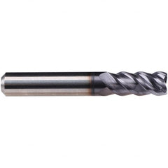 Emuge - 3/16" Diam, 3/8" LOC, 4 Flute Solid Carbide Roughing & Finishing End Mill - TiAlN Finish, 2" OAL, 1/4" Shank Diam, Cylindrical Shank, 50° Helix, Centercutting, Long Length - Americas Industrial Supply