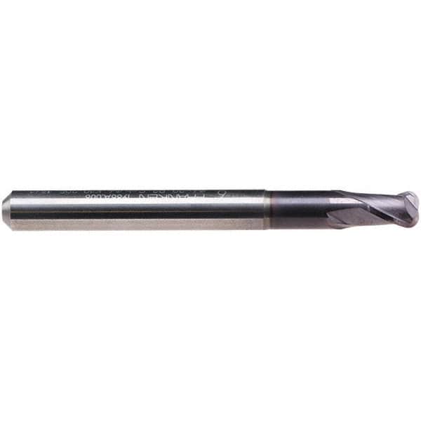 Emuge - 8mm Diam, 7mm LOC, 2 Flute Solid Carbide Roughing & Finishing End Mill - TiAlN Finish, 63mm OAL, 8mm Shank Diam, Cylindrical Shank, 30° Helix, Stub Length - Americas Industrial Supply