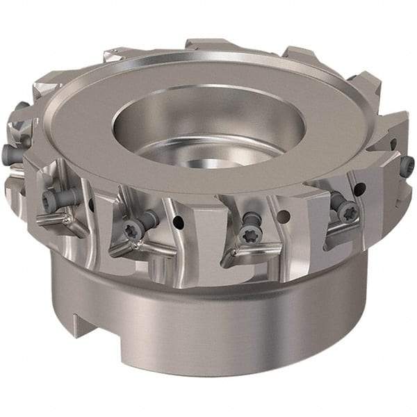 Seco - 12 Inserts, 100mm Cut Diam, 32mm Arbor Diam, 12mm Max Depth of Cut, Indexable Square-Shoulder Face Mill - 90° Lead Angle, 50mm High, LOEX12 Insert Compatibility, Through Coolant, Series 220.94-12 - Americas Industrial Supply