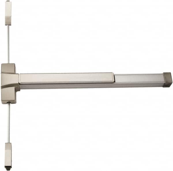 PDQ - Fire Rated, Nonhanded, Surface Vertical Rod - Antimicrobial Coated, Satin Stainless Steel Finish, 27 to 36" Door Width, Grade 1 - Americas Industrial Supply