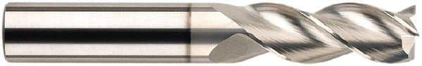 SGS - 1/2", 2-1/2" LOC, 1/2" Shank Diam, 5" OAL, 3 Flute, Solid Carbide Square End Mill - Single End, Uncoated, Spiral Flute, 38° Helix, Centercutting, Right Hand Cut, Right Hand Flute, Series 43 - Americas Industrial Supply