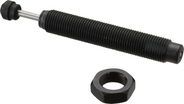 Parker - 9/16-18 Thread, 0.16 Rod Diam, 0.63 Stroke Length, Male Button Shock - 0.46 Shock Outside Diam, 4-1/2 OAL - Americas Industrial Supply