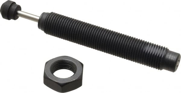 Parker - 9/16-18 Thread, 0.16 Rod Diam, 0.63 Stroke Length, Male Button Shock - 0.46 Shock Outside Diam, 4-1/2 OAL - Americas Industrial Supply