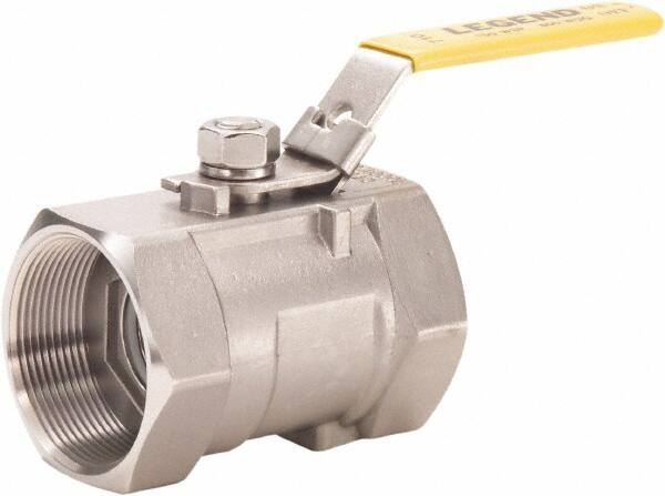 Legend Valve - 1/8" Pipe, Standard Port, Stainless Steel Standard Ball Valve - 1 Piece, FNPT x FNPT Ends, Lever Handle, 800 WOG, 150 WSP - Americas Industrial Supply