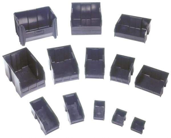 Quantum Storage - 10 Lb. Load Capacity, 5-3/8" Deep, Black Polypropylene Hopper Stacking Bin - 3" High x 4-1/8" Wide x 5-3/8" Long - Americas Industrial Supply