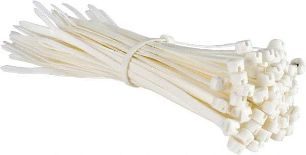 Thomas & Betts - 7.31" Long White Nylon Standard Cable Tie - 50 Lb Tensile Strength, 1.33mm Thick, 10" Max Bundle Diam - Americas Industrial Supply