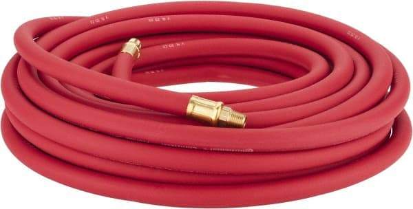 Continental ContiTech - 3/8" ID x 0.7" OD 50' Long Multipurpose Air Hose - MNPT x MNPT Ends, 250 Working psi, -40 to 190°F, 1/4" Fitting, Red - Americas Industrial Supply