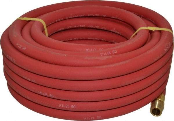 Continental ContiTech - 1/2" ID x 0.838" OD 50' Long Multipurpose Air Hose - MNPT x MNPT Ends, 250 Working psi, -40 to 190°F, 1/2" Fitting, Red - Americas Industrial Supply
