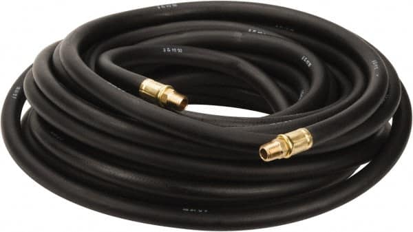 Continental ContiTech - 3/8" ID x 0.688" OD 50' Long Oil Resistant Air Hose - MNPT x MNPT Ends, 300 Working psi, -20 to 190°F, 1/4" Fitting, Black - Americas Industrial Supply