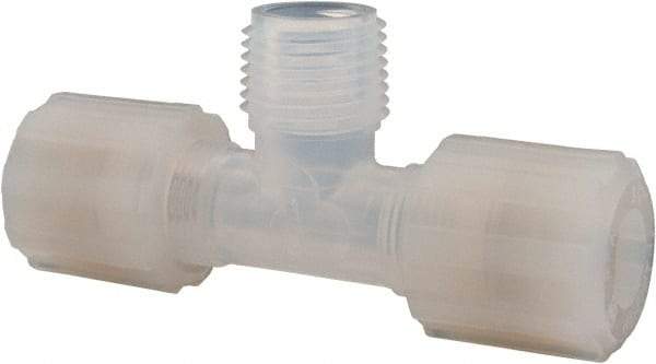 NewAge Industries - 1/2" Tube OD, PFA PTFE Plastic Compression Tube Male Branch Tee - 1/2 NPT Pipe, 500°F Max, 1/2 Thread - Americas Industrial Supply