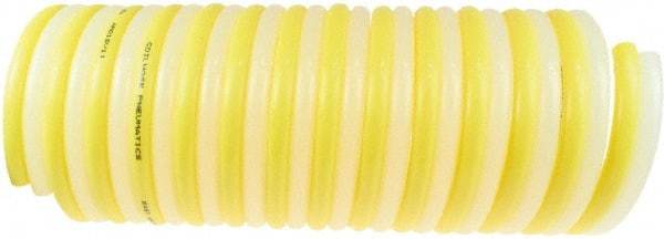 Coilhose Pneumatics - 1/4" ID, 50' Long, Yellow & Natural Nylon Coiled & Self Storing Hose - 185 Max psi, No Fittings - Americas Industrial Supply