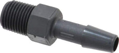 Made in USA - 1/4" Barb, 1/4, Nylon Single Barbed Tube Adapter - Black, Male - Americas Industrial Supply