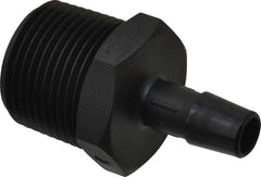 Made in USA - 3/8" Barb, 3/8, Nylon Single Barbed Tube Adapter - Black, Male - Americas Industrial Supply