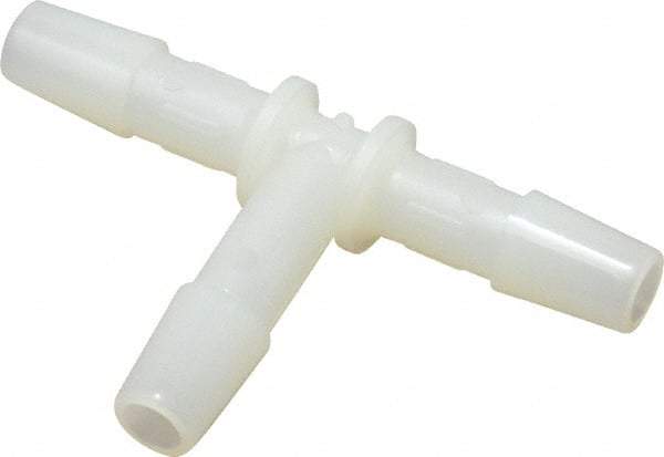 Made in USA - 1/4" Barb, Nylon Single Barbed Tube Tee - Natural - Americas Industrial Supply