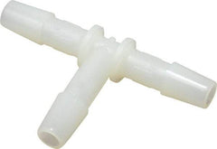 Made in USA - 1/4" Barb, Nylon Single Barbed Tube Tee - Natural - Americas Industrial Supply