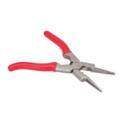 Harris Products - 8-1/2" OAL, 1-3/4" Jaw Length, Long Nose Side Cutting Welder's Pliers - Serrated Jaw, Needle Nose Head, Rubber Grip Handles, with Spring - Americas Industrial Supply