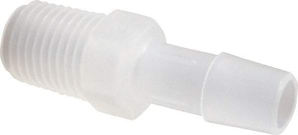 Made in USA - 3/8" Barb, 3/8, Polypropylene Single Barbed Tube Adapter - Natural, Male - Americas Industrial Supply