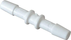 Made in USA - 1/4" Barb, Polypropylene Single Barbed Tube Splicer - White - Americas Industrial Supply