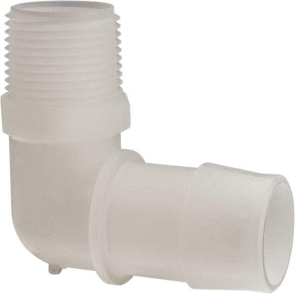 Made in USA - 1" Barb, 1, Kynar Single Barbed Tube Elbow - Natural, Male - Americas Industrial Supply
