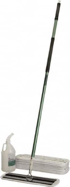 Ability One - 55" Long x 6" Wide Microfiber Dust Flat Mop - Hook & Loop, Green, Looped Head, Launderable - Americas Industrial Supply