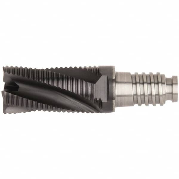 Kennametal - 5/8" Diam, 15/16" LOC, 4 Flute, 0.5mm Corner Chamfer End Mill Head - Solid Carbide, AlTiN Finish, Duo-Lock 16 Connection, Spiral Flute, 20° Helix, Centercutting - Americas Industrial Supply