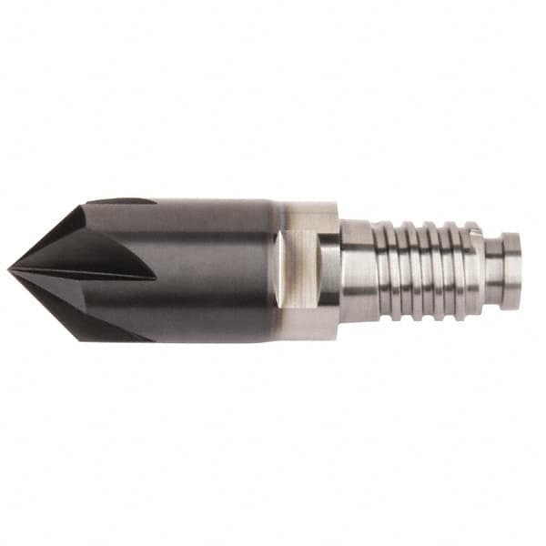 Kennametal - 3/8" Diam, 0.075" LOC, 0.075" Chamfer Width, 4 Flute Corner Chamfer - Solid Carbide, AlTiN Finish, Duo-Lock 10 Connection, Spiral Flute - Americas Industrial Supply
