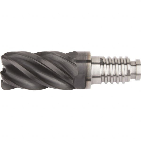 Kennametal - 10mm Diam, 15mm LOC, 5 Flute, 1mm Corner Radius End Mill Head - Solid Carbide, AlTiN Finish, Duo-Lock 10 Connection, Spiral Flute, 37 & 39° Helix - Americas Industrial Supply