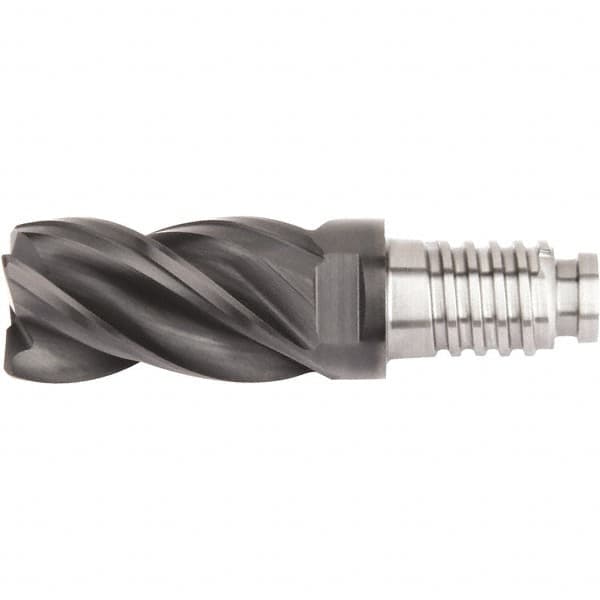Kennametal - 10mm Diam, 15mm LOC, 4 Flute, 0.5mm Corner Chamfer End Mill Head - Solid Carbide, AlTiN Finish, Duo-Lock 10 Connection, Spiral Flute, 37 & 39° Helix, Centercutting - Americas Industrial Supply
