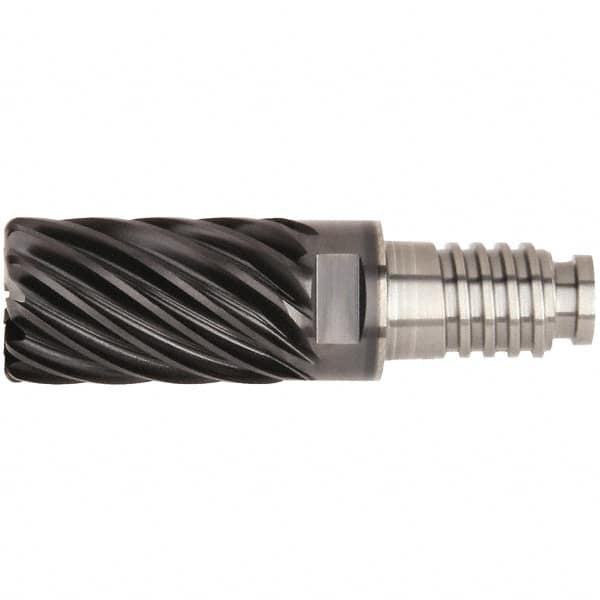 Kennametal - 1" Diam, 1-1/2" LOC, 19 Flute, 0.03" Corner Radius End Mill Head - Solid Carbide, AlTiN Finish, Duo-Lock 25 Connection, Spiral Flute, 36° Helix - Americas Industrial Supply