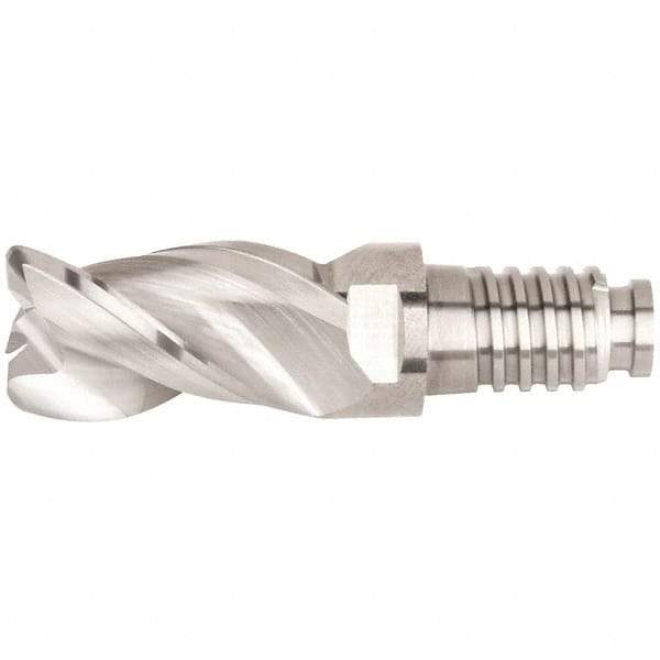 Kennametal - 12mm Diam, 18mm LOC, 3 Flute, 0.5mm Corner Radius End Mill Head - Solid Carbide, Uncoated, Duo-Lock 12 Connection, Spiral Flute, 38° Helix, Centercutting - Americas Industrial Supply