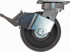 Caster Connection - 6" Diam x 2" Wide x 7-1/2" OAH Top Plate Mount Swivel Caster with Brake - Nylon, 1,500 Lb Capacity, Sealed Precision Ball Bearing, 4 x 4-1/2" Plate - Americas Industrial Supply