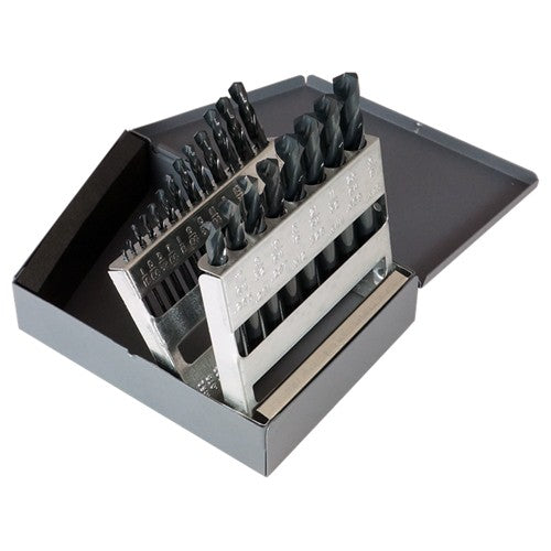 1/16-3/8 RHS / RHC HSS 135 Degree Split Point Heavy Duty Screw Machine Length Drill Set - Steam Oxide - Exact Industrial Supply