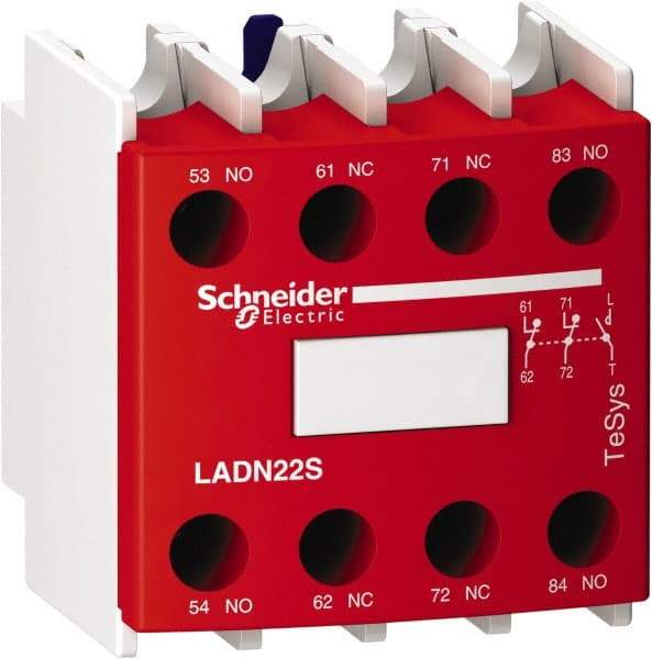 Schneider Electric - Contactor Red Auxiliary Contact Block - For Use with Size 00-2 Contactors and Size 00-2 Starters - Americas Industrial Supply