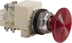 Schneider Electric - 30mm Mount Hole, Extended Mushroom Head, Pushbutton Switch Only - Round, Red Pushbutton, Nonilluminated, Maintained (MA), On-Off - Americas Industrial Supply
