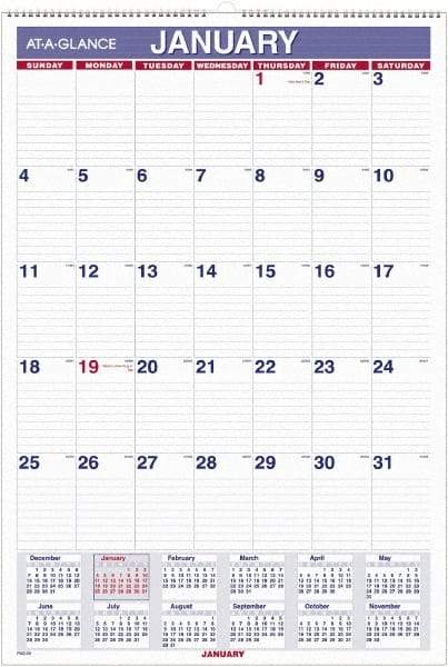 AT-A-GLANCE - 12 Sheet, 5-1/2 x 8-1/2", Wall Calendar - White - Americas Industrial Supply