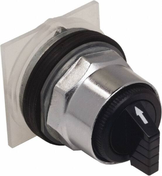 Schneider Electric - 1.18 Inch Mount Hole, 3 Position, Knob and Pushbutton Operated, Selector Switch Only - Black, Maintained (MA), without Contact Blocks, Weatherproof and Dust and Oil Resistant - Americas Industrial Supply