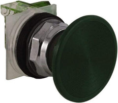 Schneider Electric - 30mm Mount Hole, Extended Straight, Pushbutton Switch with Contact Block - Green Pushbutton, Momentary (MO) - Americas Industrial Supply