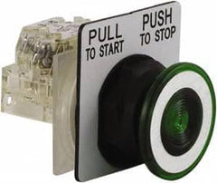 Schneider Electric - 30mm Mount Hole, Extended Straight, Pushbutton Switch with Contact Block - Green Pushbutton, Maintained (MA) - Americas Industrial Supply