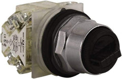 Schneider Electric - 1.18 Inch Mount Hole, 3 Position, Knob and Pushbutton Operated, Selector Switch - Black, Maintained (MA), 2NO/2NC, Weatherproof and Dust and Oil Resistant - Americas Industrial Supply