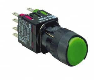 Schneider Electric - 16mm Mount Hole, Flush, Pushbutton Switch with Contact Block - Round, Green Pushbutton, Momentary (MO) - Americas Industrial Supply
