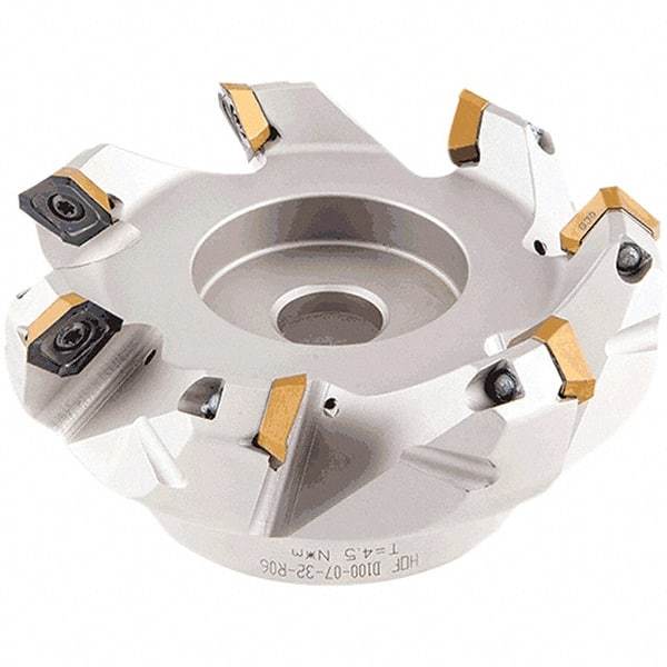 Iscar - 134.4, 135.7, 137.1mm Cut Diam, 40mm Arbor Hole, 5.5mm Max Depth of Cut, 42° Indexable Chamfer & Angle Face Mill - 8 Inserts, OE.. 060405\xB6OEMW 060405-AETN\xB6REMT 1505-LM-76 Insert, Right Hand Cut, 8 Flutes, Through Coolant, Series Heliocto - Americas Industrial Supply