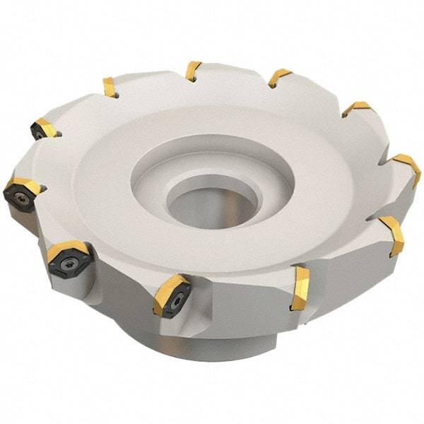 Iscar - 109.4mm Cut Diam, 31.75mm Arbor Hole, 4.6mm Max Depth of Cut, 50° Indexable Chamfer & Angle Face Mill - 7 Inserts, IQ845 SYHU 0704.. Insert, Right Hand Cut, 7 Flutes, Through Coolant, Series DoveIQMill - Americas Industrial Supply
