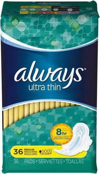 Always - Folded Sanitary Napkins - Regular Absorbency, Up to 8 Hours LeakGuard Protection - Americas Industrial Supply