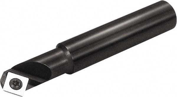 Kyocera - 45° Lead Angle, 42mm Max Cut Diam, 27mm Min Cut Diam, 8.6mm Max Depth of Cut, Indexable Chamfer and Angle End Mill - 2 Inserts, SEKW 421, SEKW 422, SEMT 421 Insert Style, 120mm Overall Length, Straight Shank - Americas Industrial Supply