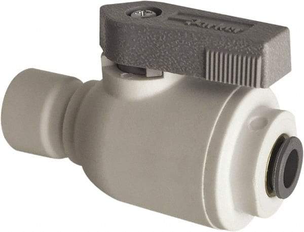 Parker - 1/4 x 3/8" Pipe, Full Port, Polypropylene Valve Union Connector Ball Valve - Bi-Directional, Push-to-Connect x Push-to-Connect Ends, Wedge Handle, 150 WOG - Americas Industrial Supply