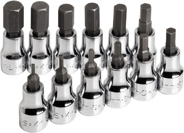 SK - 12 Piece 3/8" Drive Metric Hex Bit Socket Set - 2 to 12mm Hex - Americas Industrial Supply