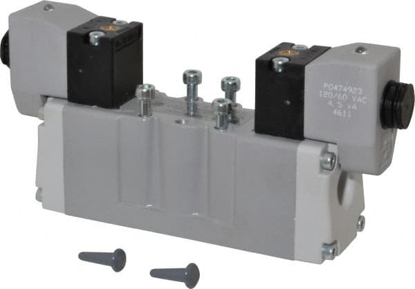 Parker - Double Solenoid, 2 Position, Aluminum Solenoid Valve - Normally Open Through Ports 1 & 2, Nitrile Seal - Americas Industrial Supply
