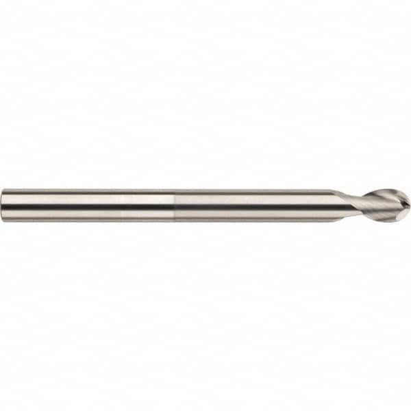 SGS - 10mm Diam, 12mm LOC, 2 Flute Solid Carbide Ball End Mill - Uncoated, Single End, 100mm OAL, 10mm Shank Diam, Spiral Flute - Americas Industrial Supply