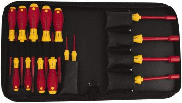 Wiha - 15 Piece 1/4 to 1/2" Insulated Nutdriver Set - Cushion Grip Handle - Americas Industrial Supply