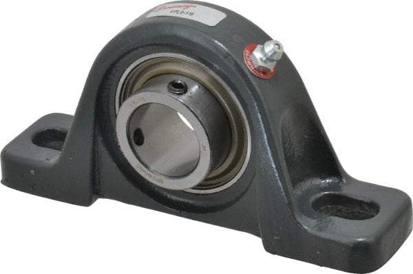 Browning - 1" ID, 5-1/2" OAL x 2-11/16" OAH Pillow Block - 1,651 Lb Static Cap, 2,801 Lb Dyn Cap, 4-1/8" Btw Mnt Hole Ctrs, 1-5/16" Base-to-Ctr Ht, Cast Iron - Americas Industrial Supply